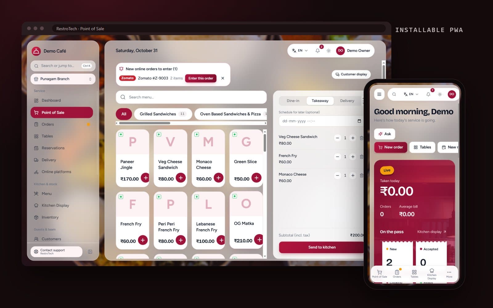 A restaurant POS that installs like an app, with WhatsApp bills